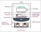 DAE DEM720-1P Electric kWh Submeter, RS485, 1P2W(1 Hot wire, 1 Neutral), 120v, 50A, Internal CT