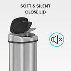 iTouchless 13 Gallon Oval Sensor Trash Can with Odor Filter, Automatic Motion Sensor Kitchen Bin, Soft-Close Stainless Steel, Slim Curved Wastebasket for Narrow Walkways & Islands, Matte Silver