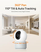 Anona 4K UHD Indoor Camera, Pet/Dog/Baby Security Camera with Phone App, 360°Pan-Tilt, 5G/2.4G Dual-Band Wi-Fi 6, Auto-Tracking, Person/Pet/Baby Crying Detection, Privacy Mode, Two-Way Audio, 2 Pack
