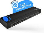 OREI HDMI Splitter 1 in 8 Out with Video Resolutions up to 4K@30hz, EDID Management, 10.2 Gbps Video Bandwidth & Plug and Play Installation