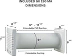 VENTS-US GK 150 MA-MV KIT – Easy to Install 6" Through The Wall Exhaust Fan with Exterior Backdraft Hood, 176 CFM – Removes Moisture, Harmful Fumes, Humidity, Odors, and Common Indoor Air Contaminants