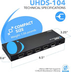 OREI HDMI Splitter 1 in 4 Out – 1x4 4K@60Hz HDMI 2.0 UHD Powered 4-Port HDMI Splitter with HDCP 2.2, EDID Management, 18Gbps Bandwidth – 4-Way Output for TV, Fire Stick, PS5, Blu-ray