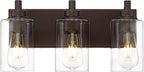 METWET 3-Light Bathroom Light Fixtures, Modern Vanity Light with Cylinder Clear Glass Shade, Vanity Lighting Fixtures Over Mirror, Oil Rubbed Bronze, VL143-ORB-3