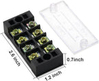 MILAPEAK Terminal Blocks - 12pcs (6 Sets) 4 Positions Dual Row 600V 25A Screw Terminal Strip Blocks with Cover, Pre-Insulated 400V 25A 4 Positions Barrier Strip Black & Red