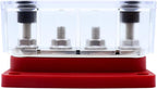 AMOMD 300A PowerBars 4 Terminal Studs (5/16 inch) M8 Nickel Plated Copper Distribution Block Electrical Negative Bus Bars Ground Block with Cover for Trailer Marine Boat Car RV (Red)