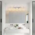 FDPBY Vanity Lights 5-Light Modern Crystal Vanity Light Chrome Bathroom Light Fixtures Over Mirror Crystal Bathroom Vanity Lighting Fixtures