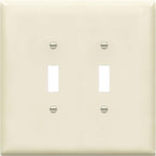 ENERLITES Jumbo Double Toggle Switch Cover, Two Gang Light Switch Wall Plate, Gloss Finish, Oversized 2-Gang 5.5" x 5.5", Unbreakable Polycarbonate Thermoplastic, UL Listed, 8812O-LA, Light Almond