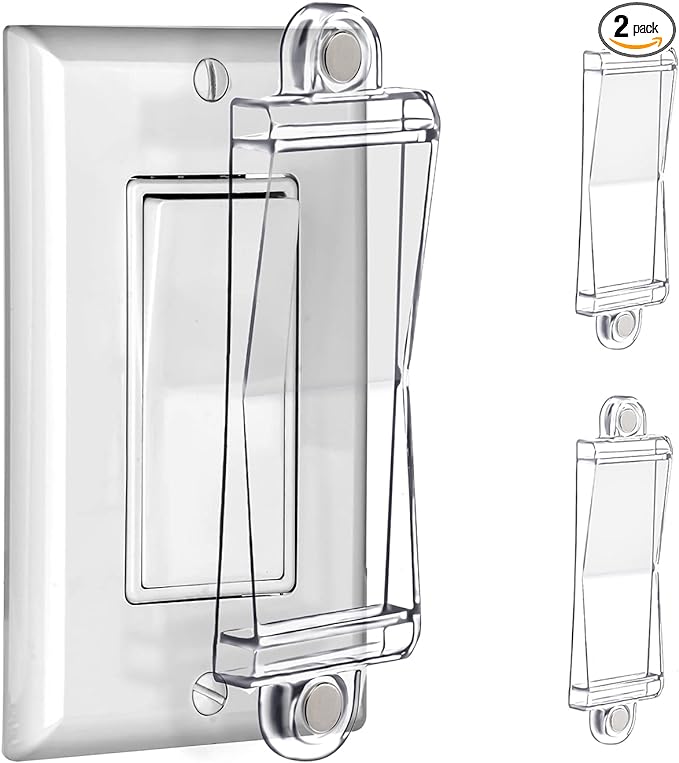 Light Switch Guard Cover- PSZEZNZ Light Switch Outlet Covers for Flat Modern Wall Switches-Child Safety Protection(Clear,2 Piece)