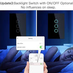 MoesGo WiFi Smart Wall Light Switch,Glass Panel, Multi-Control(3 Way), 2.4GHz Wi-Fi Touch Switches, Neutral Wire Required, Remote Control Smart Life/Tuya App, Work with Alexa, Google Home Black 3 Gang