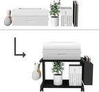 VEDECASA 2 Tier Black Printer Stand with Storage Bag for Home Office Desktop Printer Table Underdesk Organizer Mobile Printer Shelf with Caster Wheel (Black)