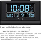 DreamSky Alarm Clocks for Bedrooms with Battery Backup, Auto Set Digital Clock with Date and Day of Week, Temperature, USB Port, Auto DST, Dimmer, 12/24H