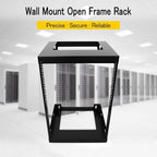 Raising Electronics 15U Wall Mount Open Frame 19 Inch Server Equipment Rack Threaded 15 Inch Depth Black (15U)