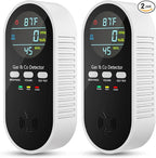 Natural Gas Leak Detector & Carbon Monoxide Detectors Plug in, 5-in-1 Portable Carbon Monoxide Detector with Brightness & Volume Adjustment, Battery Backup for Home, RV, Travel, Camping (2 Packs)