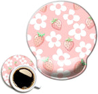 Ergo Comfort Gel Wrist Rest Mouse Pad-Ergonomic Office Mousepad with Wrist Support-Non-Slip, Design Desk Accessories Mat for Home&Game Decor Pink Floral Kawaii