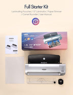SINOPUREN 13-Inch Thermal & Cold Laminator Machine, Quick Warm-Up, 3 Temp Settings, Jam-Free ABS, Built-in Paper Trimmer & Corner Rounder, 10 Laminating Pouches, for Home Office School