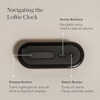 Loftie Alarm Clock with Sound Machine –Smart Alarm Clock w/Light, White Noise, Bluetooth Speaker, Night Light Sound Machine,100+ Sounds, Blackout Mode, No WiFi Mode, Optional Subscription-Midnight