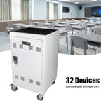 30-Device Mobile Charging Cart with Power Strip, Locks, Cable Management, Up to 16.3" Safe Charging Cabinet for Chromebooks, Tablets, Laptops. White with Code Lock