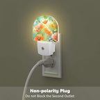 sndheke Watercolor Red Poppies Flower Night Light, Abstract Colorful Floral Dusk to Dawn Night Light Plug in,0.5w Energy Saving Sleep Friendly NightLight for Kids Boys Girls Home Decor
