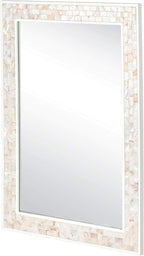 Tanmicoshomy 30 x 48 Inch White Bathroom Mirror, Natural Shell Framed Rectangular Mirrors for Bedroom, Living Room or Entryway, Wall Mounted Horizontal or Vertical Hanging