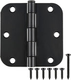 42 Pack Matte Black Door Hinges 3.5 Inch 5/8" Radius, Interior 3 1/2" Bi-fold Table Closet Rounded Hinge for Doors,Furniture,Farm,Book Shelf,Gate,Bed Room,Entryway,Patio,Playhouse,Kit