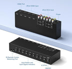 Azduou 4 AV Inputs + 4 HDMI 2.0 Inputs to HDMI Converter (8 in 1) with Upgrade New Version