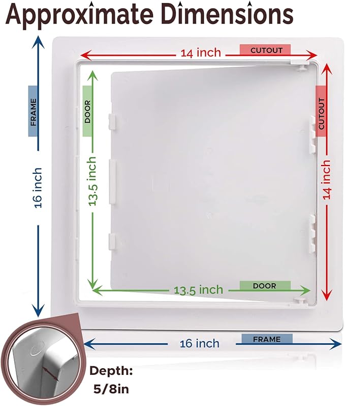 Morvat Access Panel 14x14 Inch for Drywall & Ceiling with Door, Heavy-Duty Durable ABS Plastic & Easy Install Access Box, Wall Hole Cover Plate for Plumbing & Electrical Cables & Wiring, White, 4 Pack