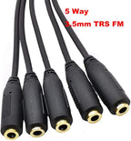 Kework 12 Inch 1/8” 3.5mm TRS Splitter Audio Cable, 1 Male to 5 Female 3.5mm Plug Extender Headphone Cable, 3.5mm 3 Pole Stereo Jack Extension Adapter Headset Aux Cord