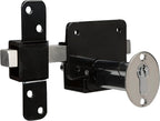 GateMate Long Throw Gate Lock, Euro Profile Keyed Both Sides Gate Lock for Sheds, Gates & Garage Doors, 316 Stainless Steel, for Wooden Gates & Doors Up to 2” Thick (50mm), Black, 5 Keys