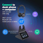 Yealink HA64 Pro Wireless DECT & Bluetooth Headset with Touch Screen for Office, Home, Desk Phone, Computer, Smartphone (Dual Speaker)