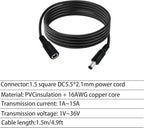 2pcs 16AWG DC Power Extension Cable 5.5mmx 2.1mm Male to Female Connection Cable for CCTV Surveillance Camera Solar Panel LED Strip Light Energy Storage Power 4.9ft