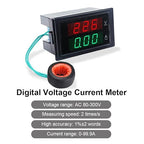 KETOTEK Digital Ammeter Voltmeter AC 80V-300V 100A, 2in1 Multimeter Panel 110V/220V, Volt Amp Meter LED Display Voltage Amperage Detector Tester Gauge with Current Transformer CT