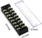 MILAPEAK 8pcs (4 Sets) 8 Positions Dual Row 600V 25A Screw Terminal Strip Blocks with Cover + 400V 25A 8 Positions Pre-Insulated Terminals Barrier Strip (Black & Red)