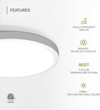 ASD LED 15" Round Flush Mount Ceiling Light Fixture, Low Profile Surface Lighting | 5CCT, Dimmable, Ultra-Thin, ETL Listed | 28W 2300LM 2700-6000K 100-277V | Kitchen, Hallway Lamp | White, 2 Pack