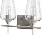 VONLUCE Bathroom Vanity Light, 2 Light Bathroom Light Fixture Over Mirror, Bathroom Wall Lamp with Clear Glass, Modern Brushed Nickel Vanity Lighting fixtures for Bathroom, Bedroom, Hallway