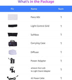 amaran Pano 60c Kit,Compact 60W RGBWW Full Color Panel Light,Support USB-C PD,CCT 2,300K-10,000K,12 Lighting Efects,APP Control w/Softbox Carrying Case Studio Light Photography Lighting (White)