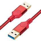 ROFICORD USB 3.0 Male to Male Cable, USB A to USB A High Speed Data Cord Compatible with Hard Disk Drive/Laptop Cooler/Set-top Box/DVD Player/TV/Camera and More (5 FT, Red)