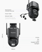 REOLINK 4K Wired WiFi Outdoor Camera, 8MP Dual Lens Security Camera, 360 PTZ Camera Auto Tracking, 2.4/5GHz Wi-Fi Smart Person/Vehicle Detection, 6X Hybrid Zoom, Color Night Vision, TrackMix WiFi