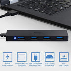 Kingwin USB Hub 4 Port USB 3.0 Data Hub for Mobile SSD, MacBook, Mac Pro/ Mini, iMac, Chromebook, Surface Pro, USB Flash Drives, Notebook PC, XPS, and More [Ultra Slim]