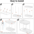 Ukeetap 2 Pack Multi-Purpose Pull-Out Storage Organizers, Under Sink Organizers and Storage for Bathroom & Kitchen, Under Cabinet Organizers and storage, 14.8 Inch, White