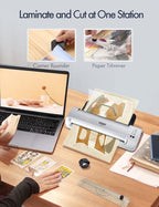 SINOPUREN 13-Inch Thermal & Cold Laminator Machine, Quick Warm-Up, 3 Temp Settings, Jam-Free ABS, Built-in Paper Trimmer & Corner Rounder, 10 Laminating Pouches, for Home Office School
