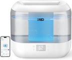 DREO Smart Humidifiers for Bedroom, Top Fill 4L Supersized Humidifier Large Room with 28 dB, 36H Runtime, Touch/APP/Voice Control, Nightlight, Cool Mist Humidifiers for Baby, Plants, Indoor, Grey