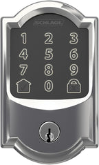 Schlage Encode Smart WiFi Deadbolt with Camelot Trim In Bright Chrome