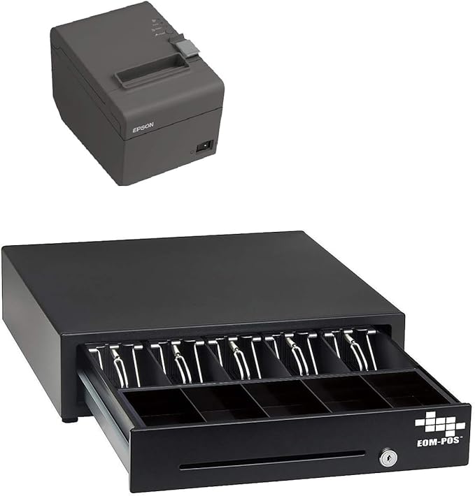 EOM-POS Hardware Bundle for Square - Cash Drawer and Thermal Receipt Printer,[Compatible with Square Stand and Square Register]