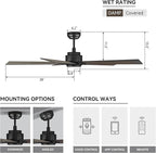 SMAAIR Smart Ceiling Fan with Light, 56inch Indoor and Outdoor ceiling fan with Remote, Compatible with Alexa/Google Assistant/Siri Shortcut, App control with Timer and Schedule(Walnut/Light Wood)