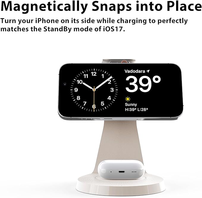 3 in 1 Charging Station for Apple Devices,Mag-Safe Charger Stand Fast Charging,Wireless Charger for iPhone 16/15/14/13/12 Series,& AirPods,& iWatch(USB Charger Included)