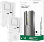 Freezer Door Alarm 2 Pack, Refrigerator Door Alarm When Left Open, Close Door Reminder, with 60/120/180/240 Seconds Delay Alert, Low/Loud 80 to 120 dB (Pure White)