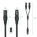 5 Pack XLR Splitter Cable,1 Female to 2 Male, 1.5FT Stereo Mic to L&R Audio Y-Splitter Cable