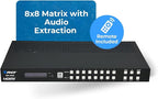 OREI 8K 8x8 HDMI Matrix Switch, Switcher with Audio Extractor UltraHD Supports Upto 4K @ 120Hz IR EDID HDCP 2.3 - Remote Control HDR10+ Dolby Vision, VRR, ALLM (BK-808)