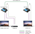 OREI 4K HDMI Over Ethernet CAT6/CAT7 Extender, Extender RJ45 4K@30Hz Upto 130 Ft 1080P Upto 230 FT Full HD POC Transmitter & Receiver IR Loop Out (EX-230C)