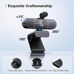 EMEET C960 4K Webcam with Tripod, 4K UHD Sony Sensor, 3 Adjustable Height Mini Tripod w/Privacy Cover, PDAF Auto Focus, Dual Noise-Cancelling Mics, Auto Light Correction, Perfect for Online Meetings